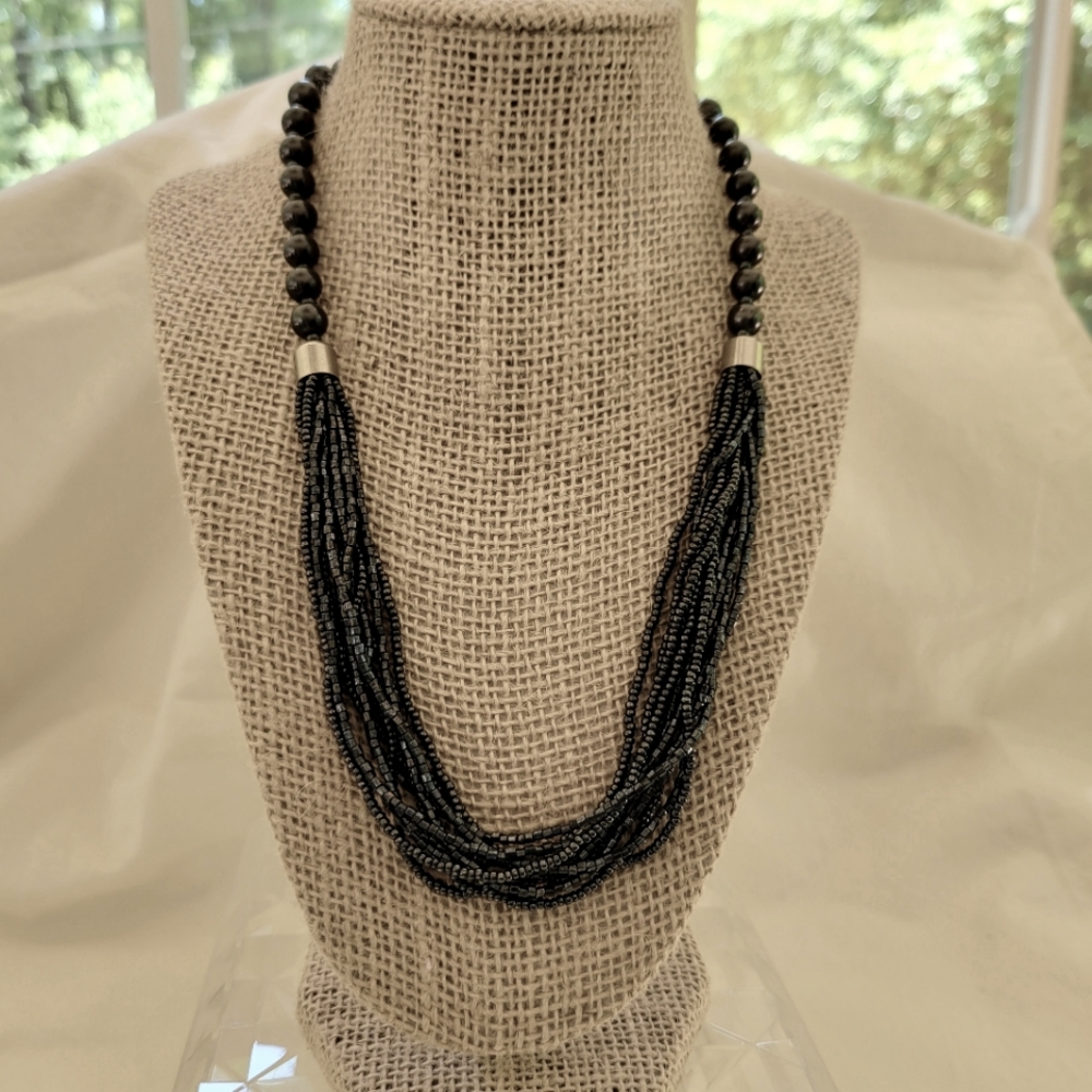 Vintage charcoal Hematite beaded necklace